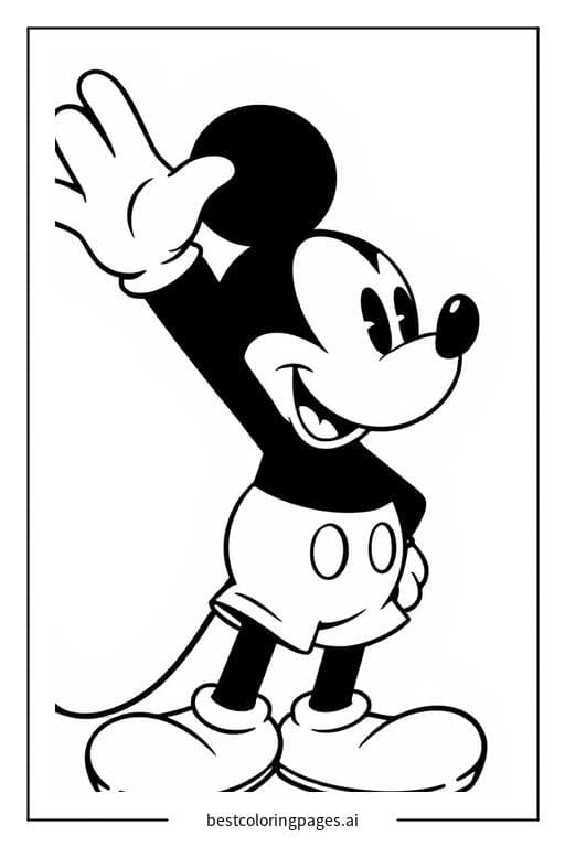 Mickey Waving Hello Coloring Pages