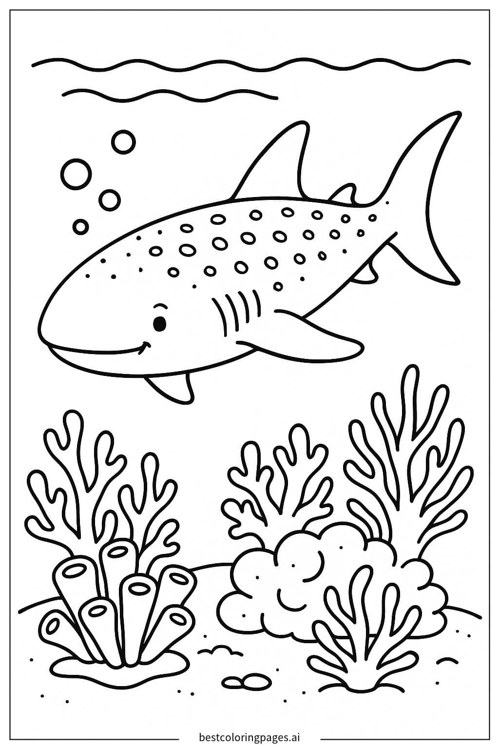 Whale Shark Swimming Near Coral