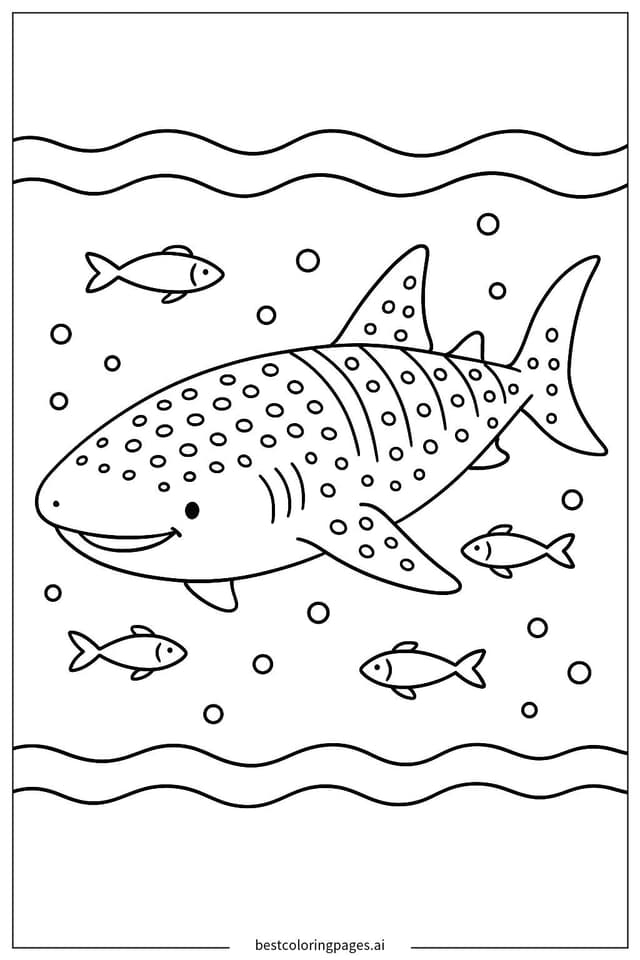 Walhai mit kleinen Fischen Ausmalbilder