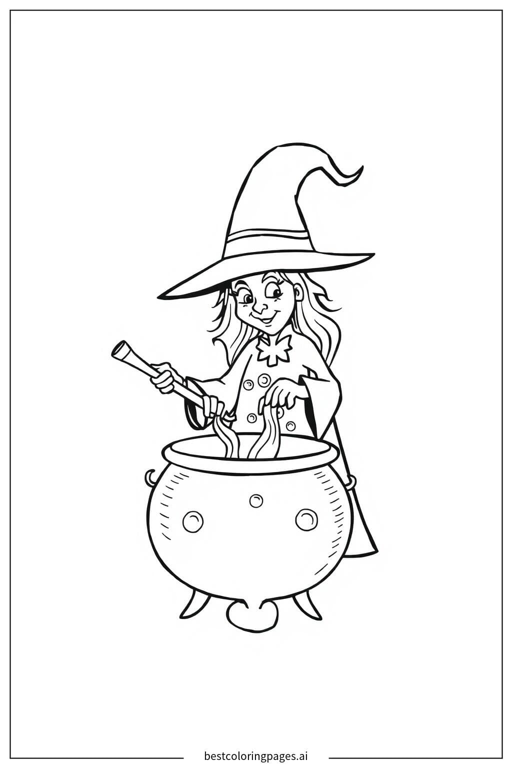 Wicked Witch Stirring a Cauldron
