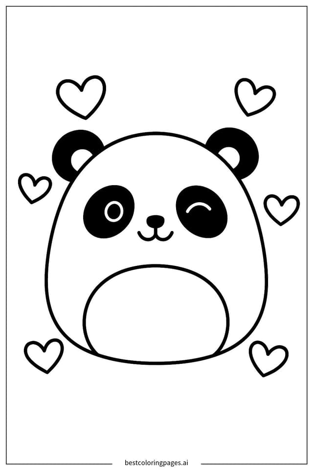 Winking Panda Squishmallow Coloring Page