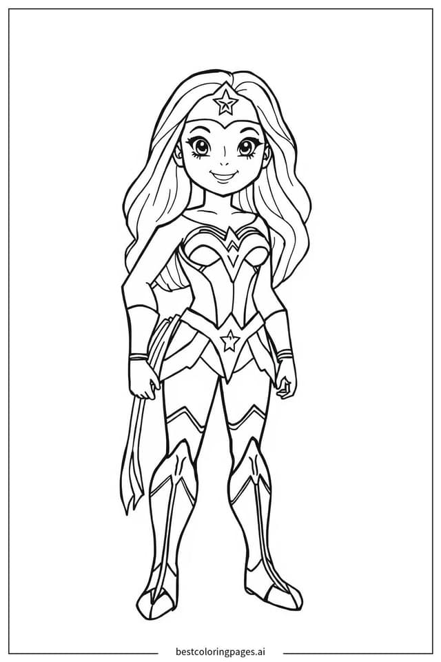 Coloriage Wonder Woman avec son Lasso