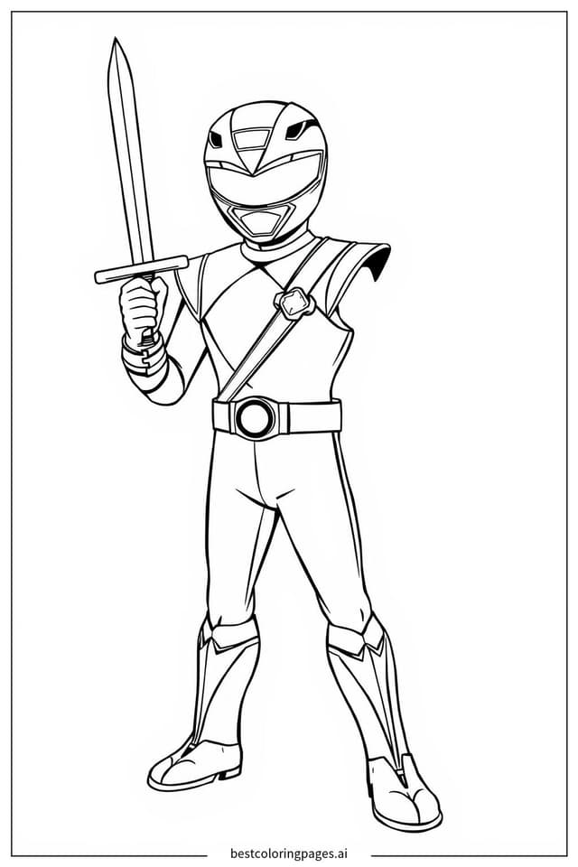 Coloriage Ranger Jaune avec une arme simple