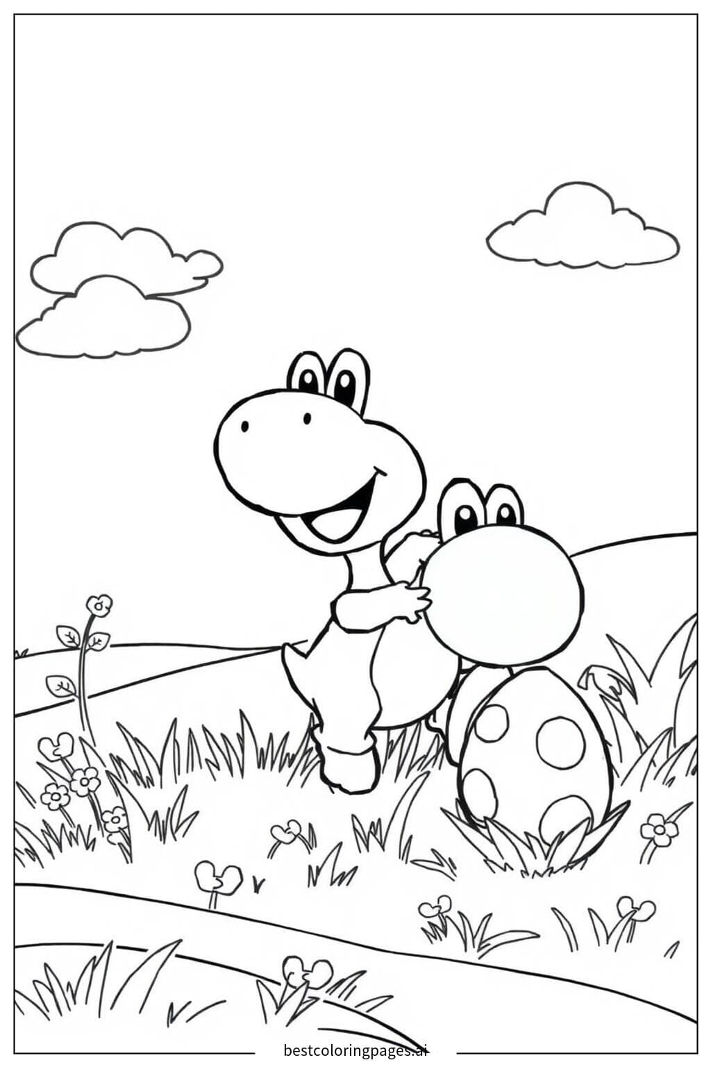 Yoshi jugando con un huevo