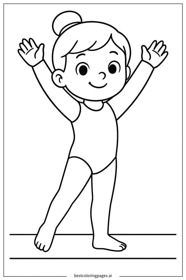 Young Gymnast Standing Coloring Page