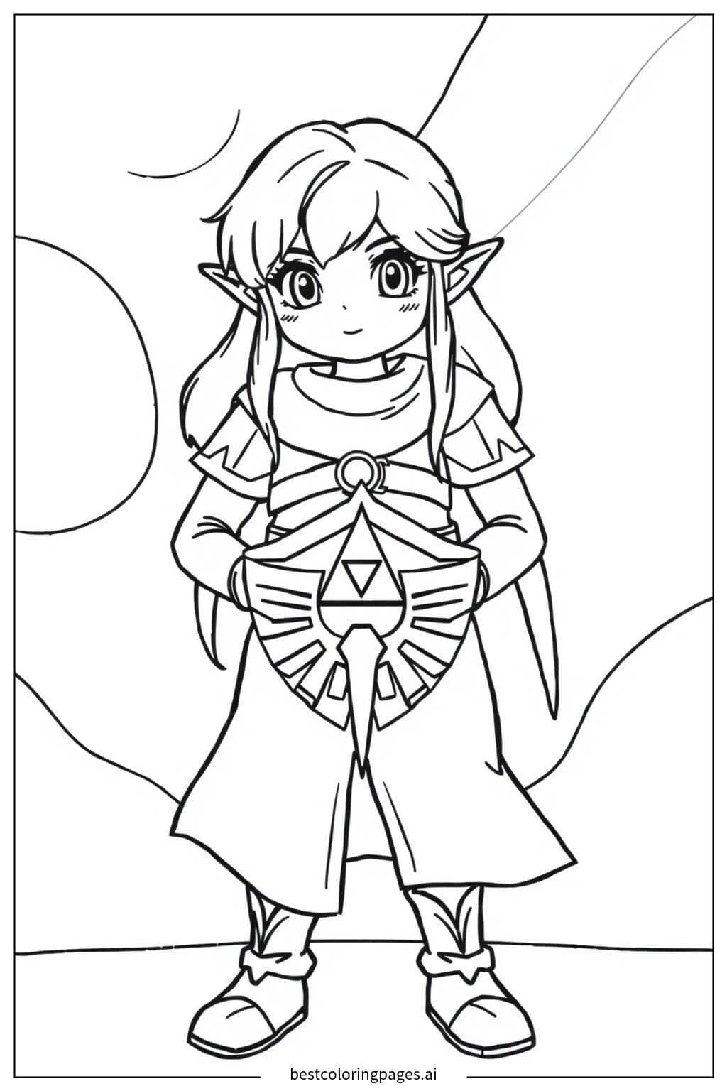 Zelda and the Triforce Adventure Coloring Page