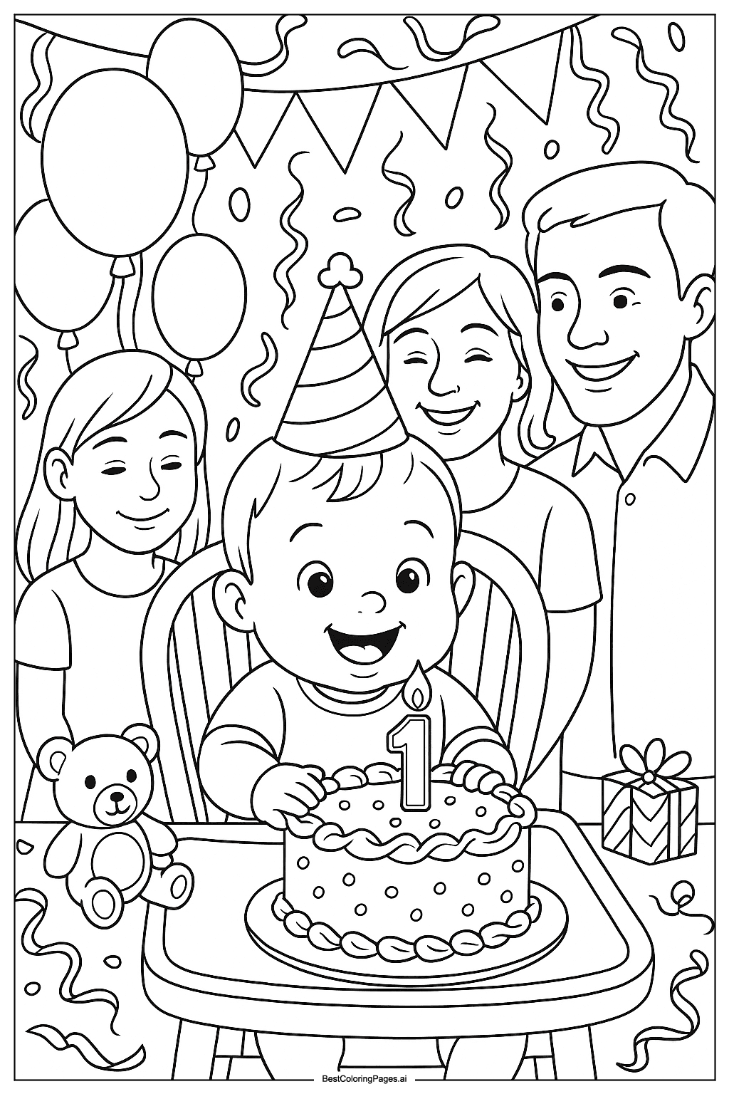 Baby birthday party Coloring Page