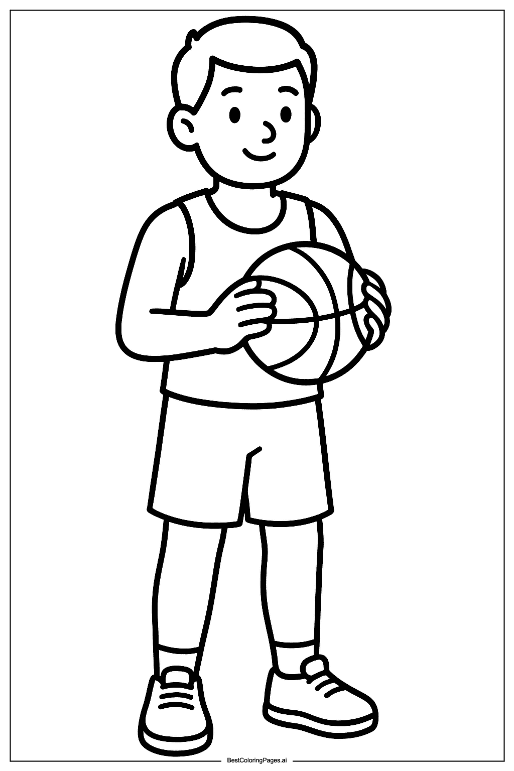 Basketball player holding ball