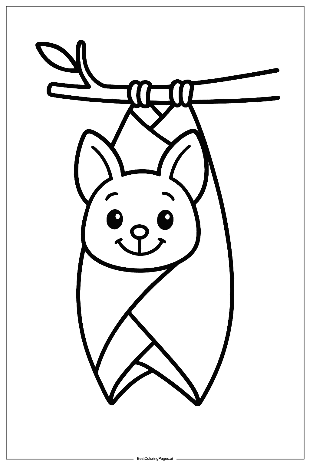 Bat hanging on branch