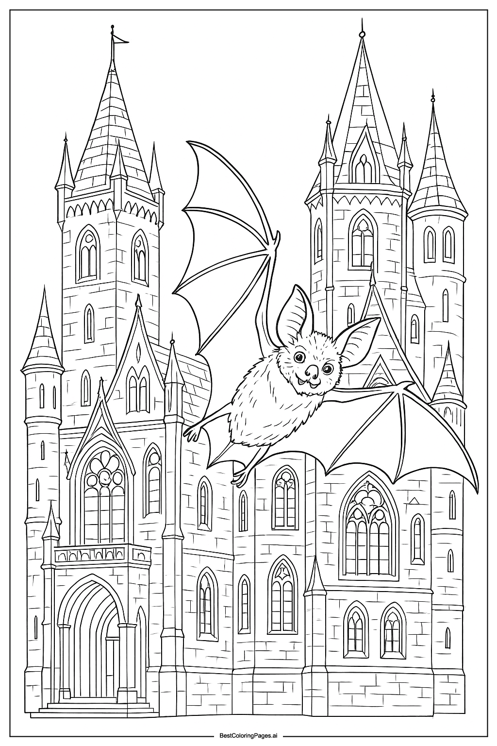 Bat in gothic castle