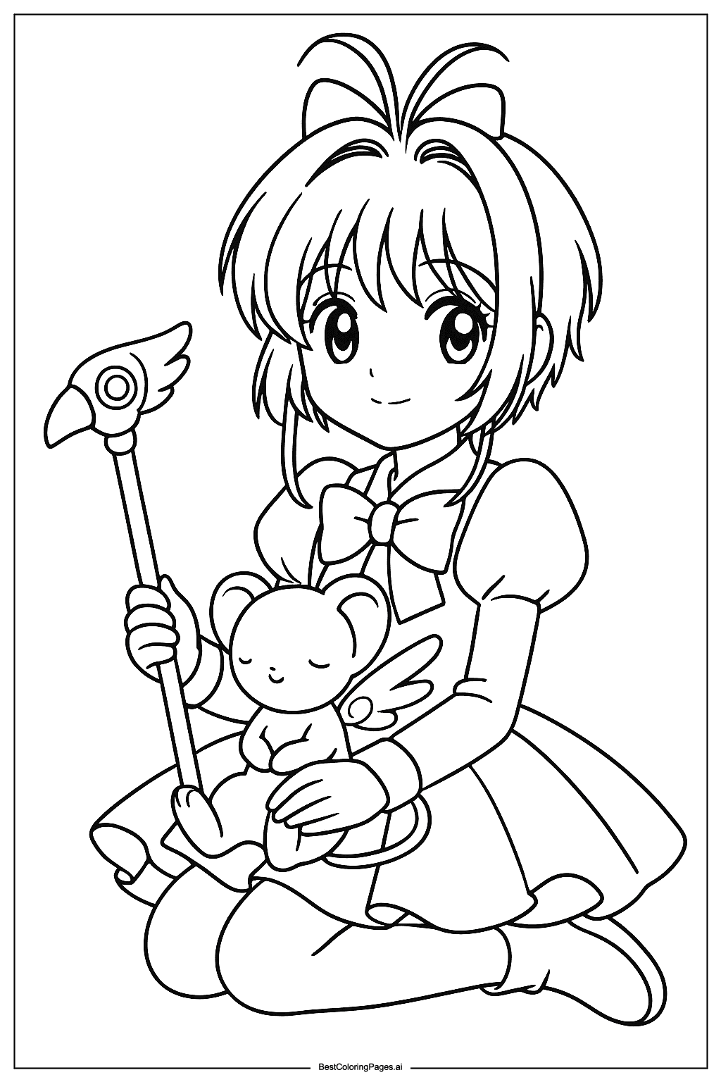 Cardcaptor Sakura with Kero on lap