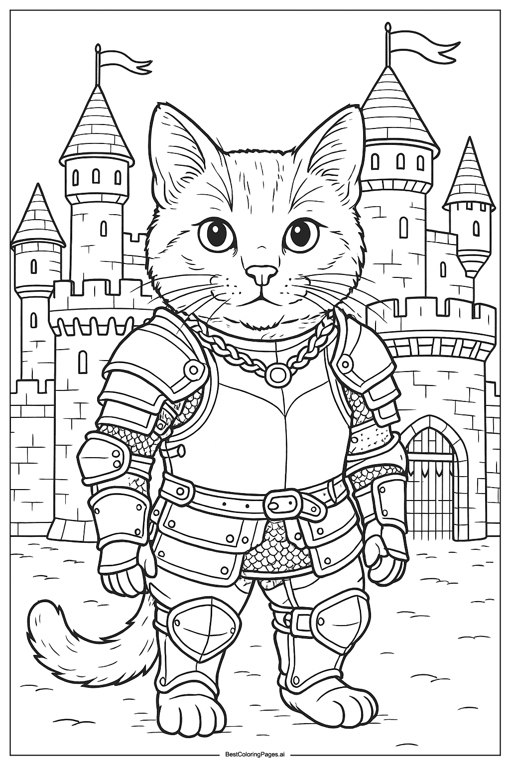 Cat at the medieval castle