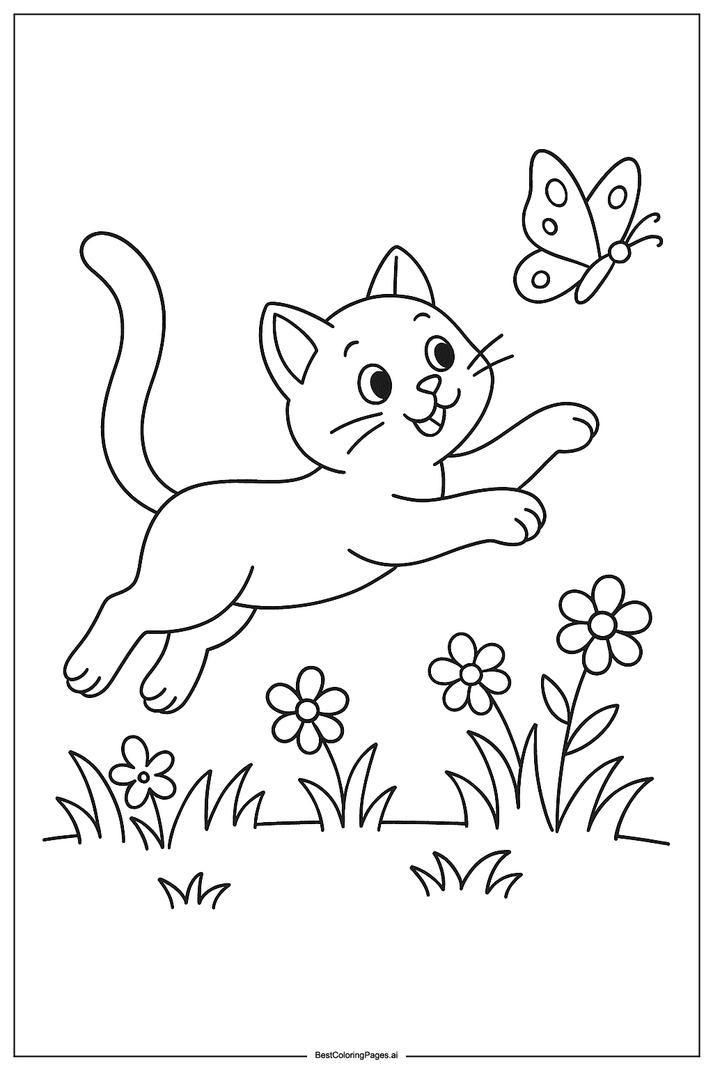 Cat chasing butterfly