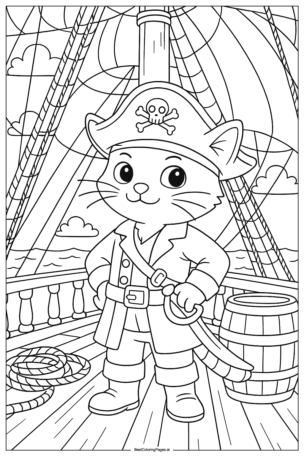 Cat on pirate ship