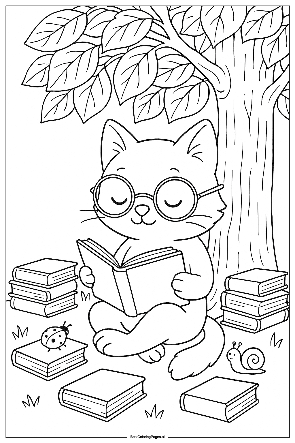 Cat reading book