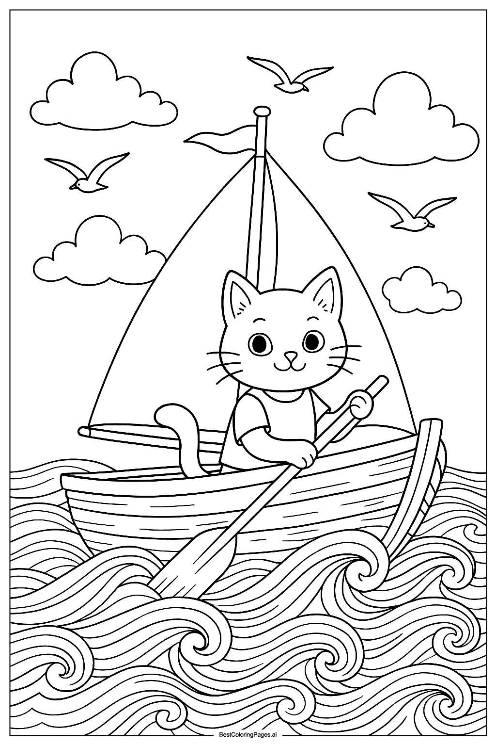 Cat sailing on boat
