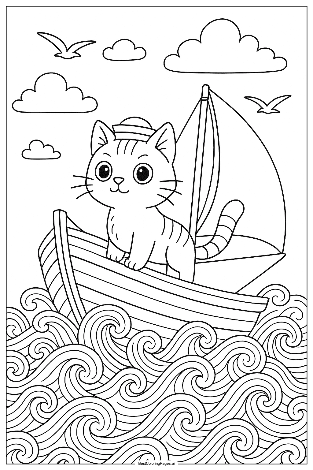 Cat sailing on boat
