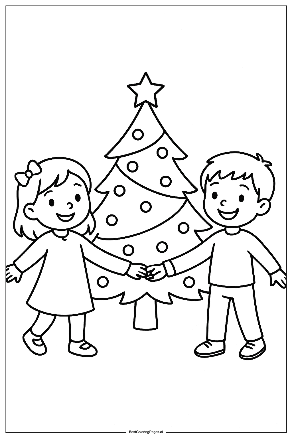 Children around Christmas tree