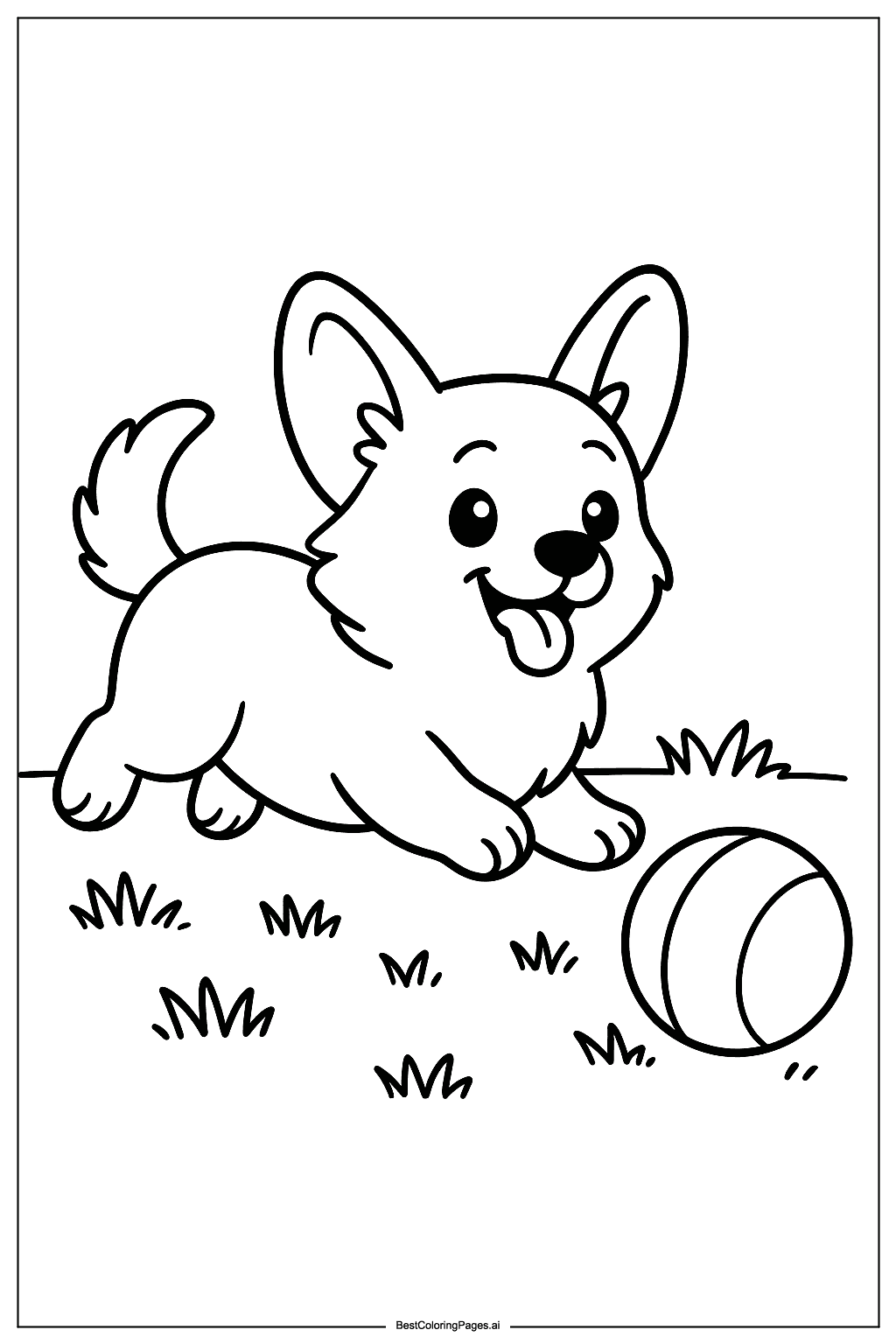 Corgi playing with ball