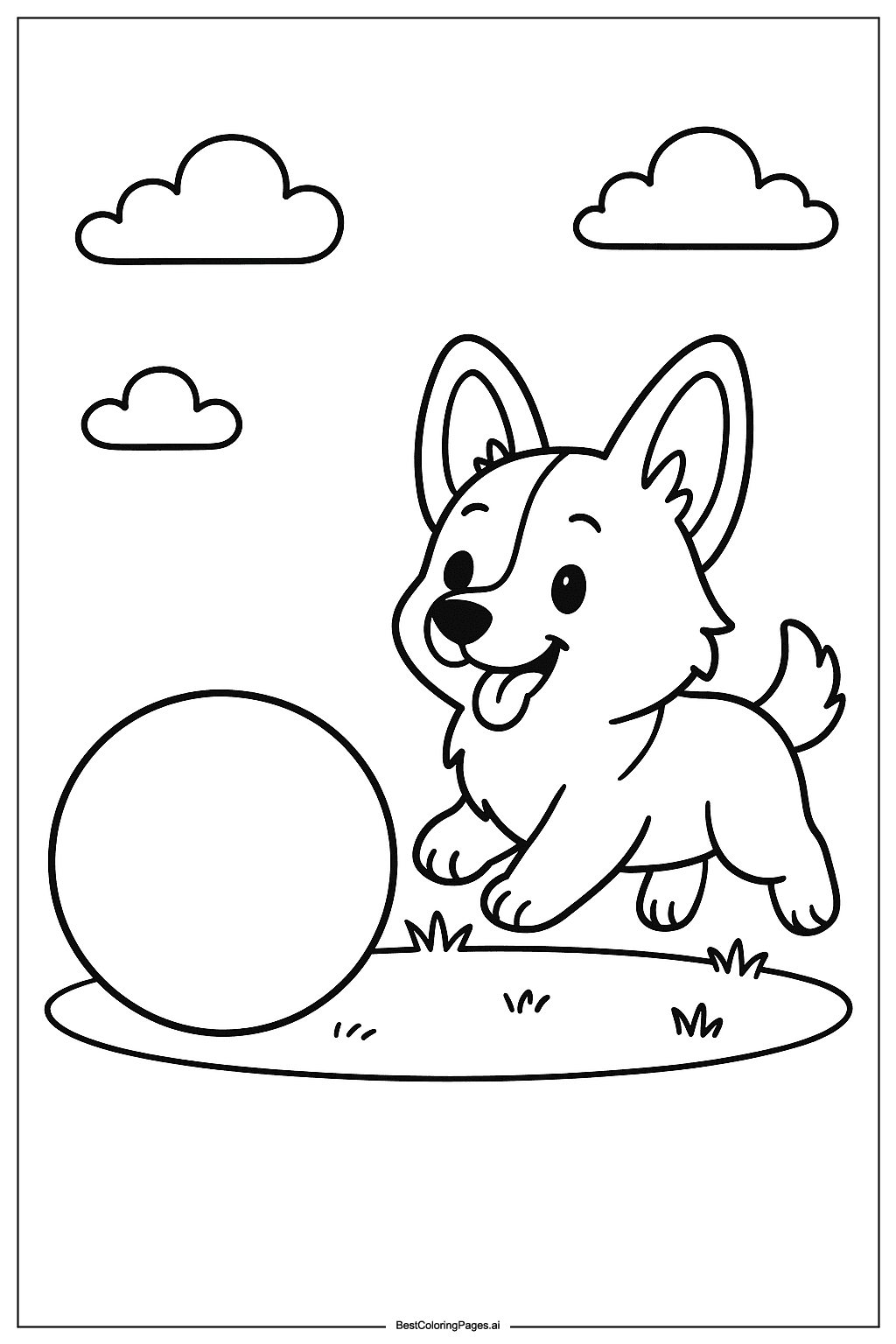 Corgi playing with ball