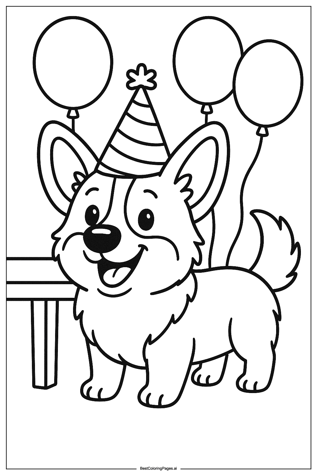 Corgi wearing party hat