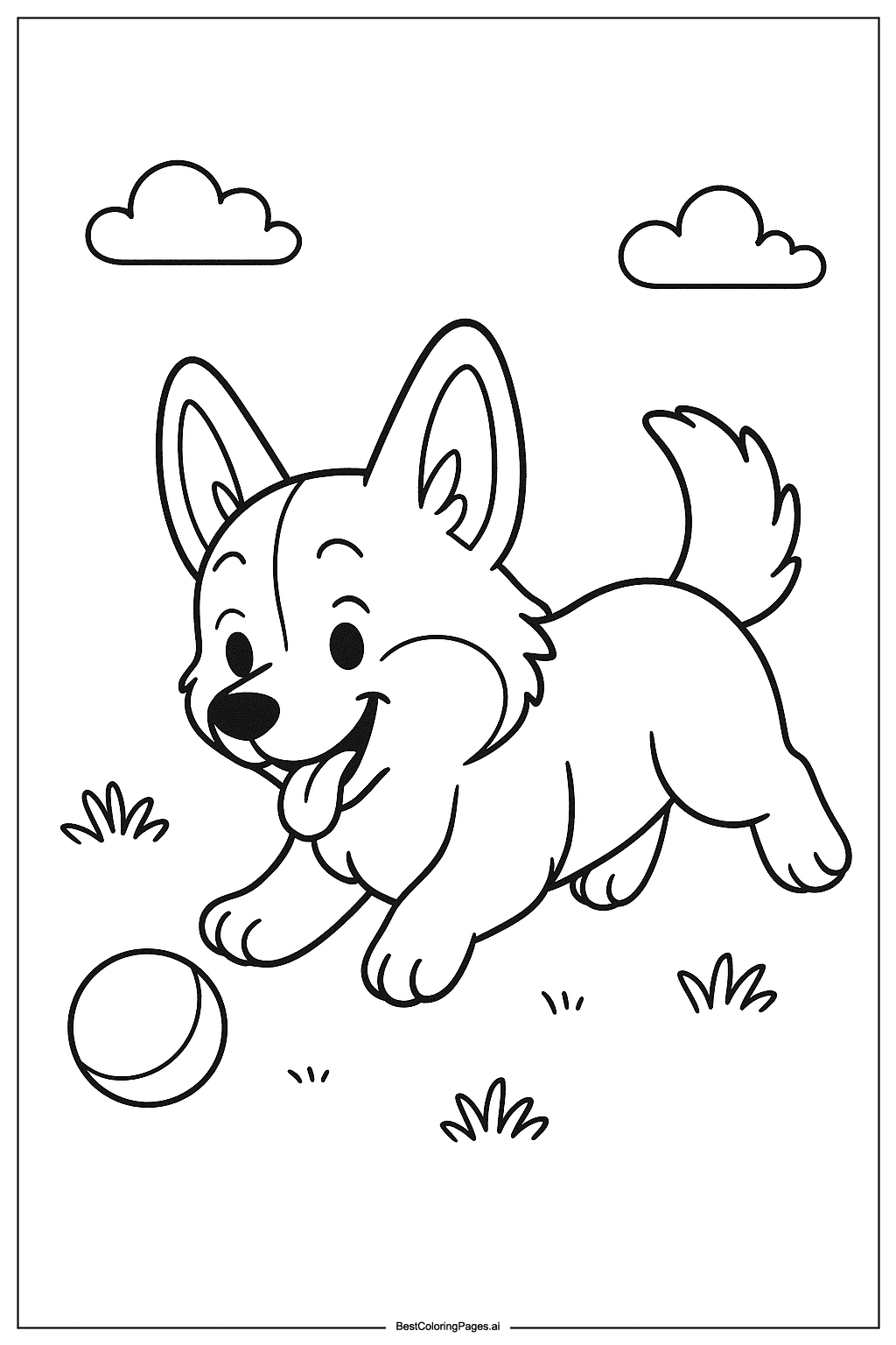 Corgi with a ball