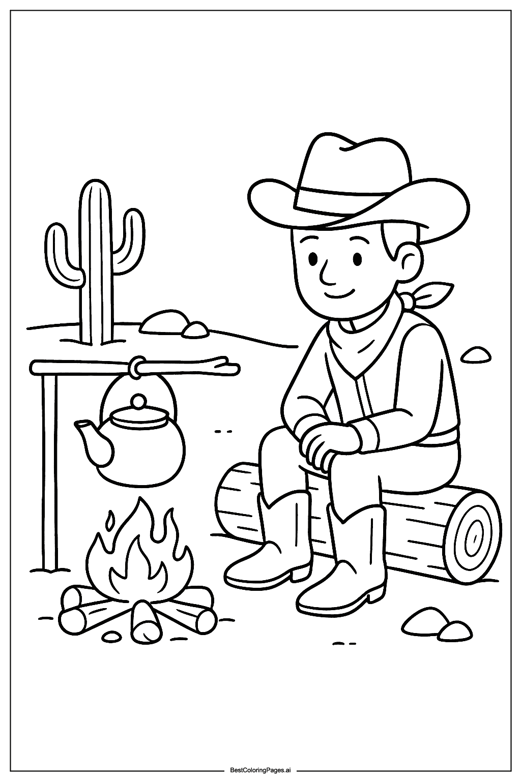 Cowboy at a campfire
