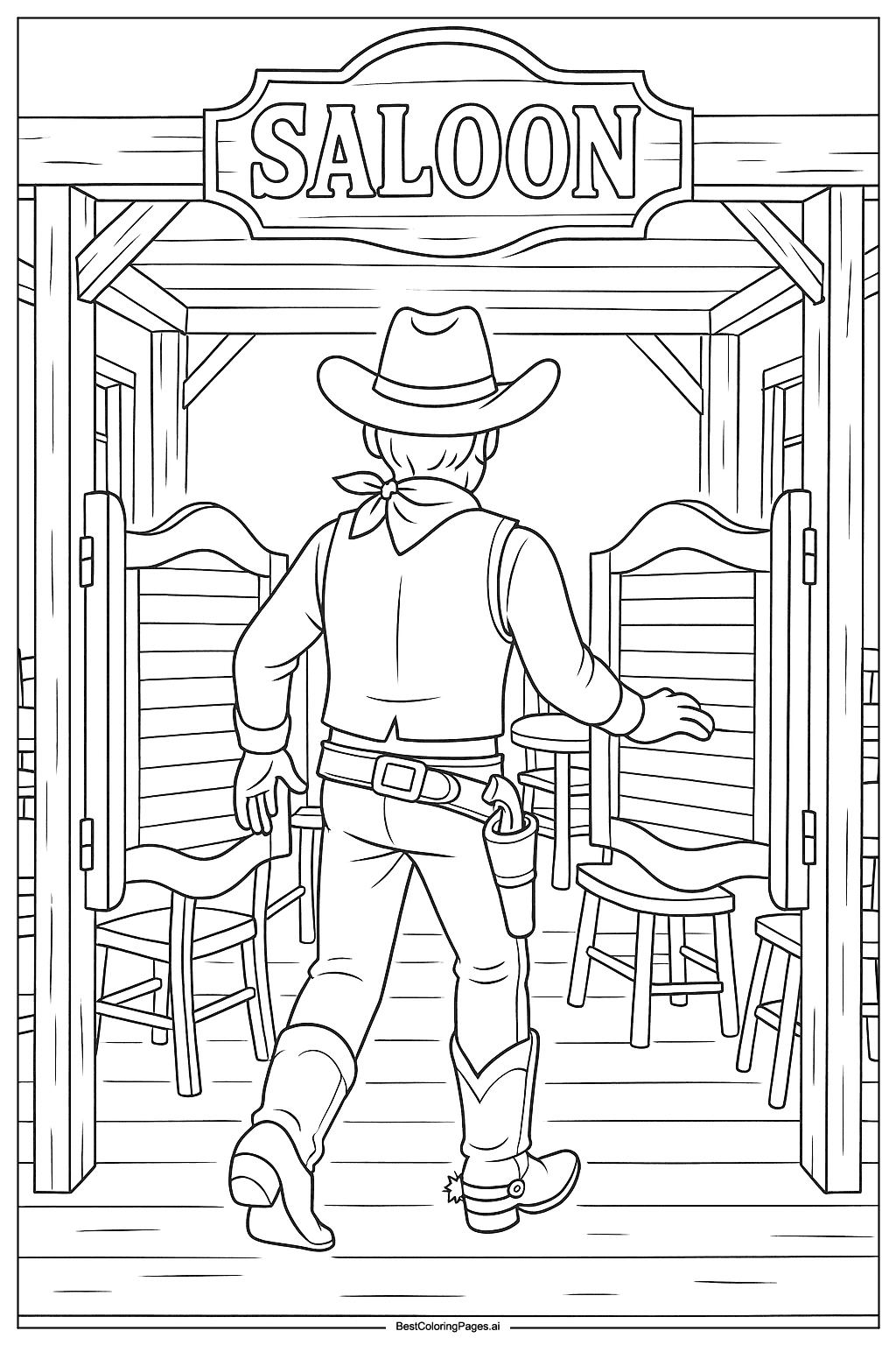 Cowboy at saloon