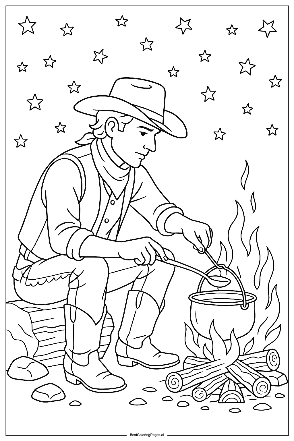Cowboy campfire scene