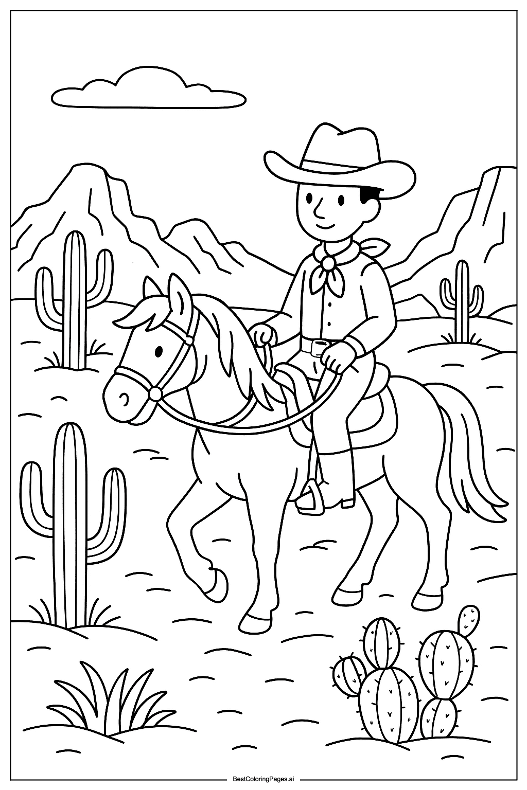 Cowboy crossing desert