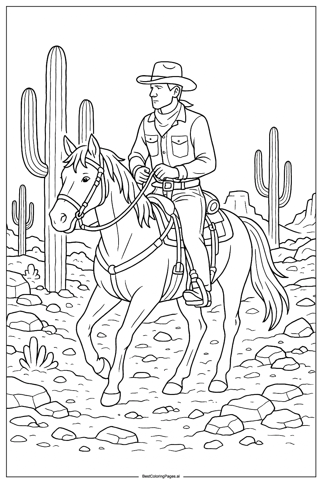 Cowboy crossing desert