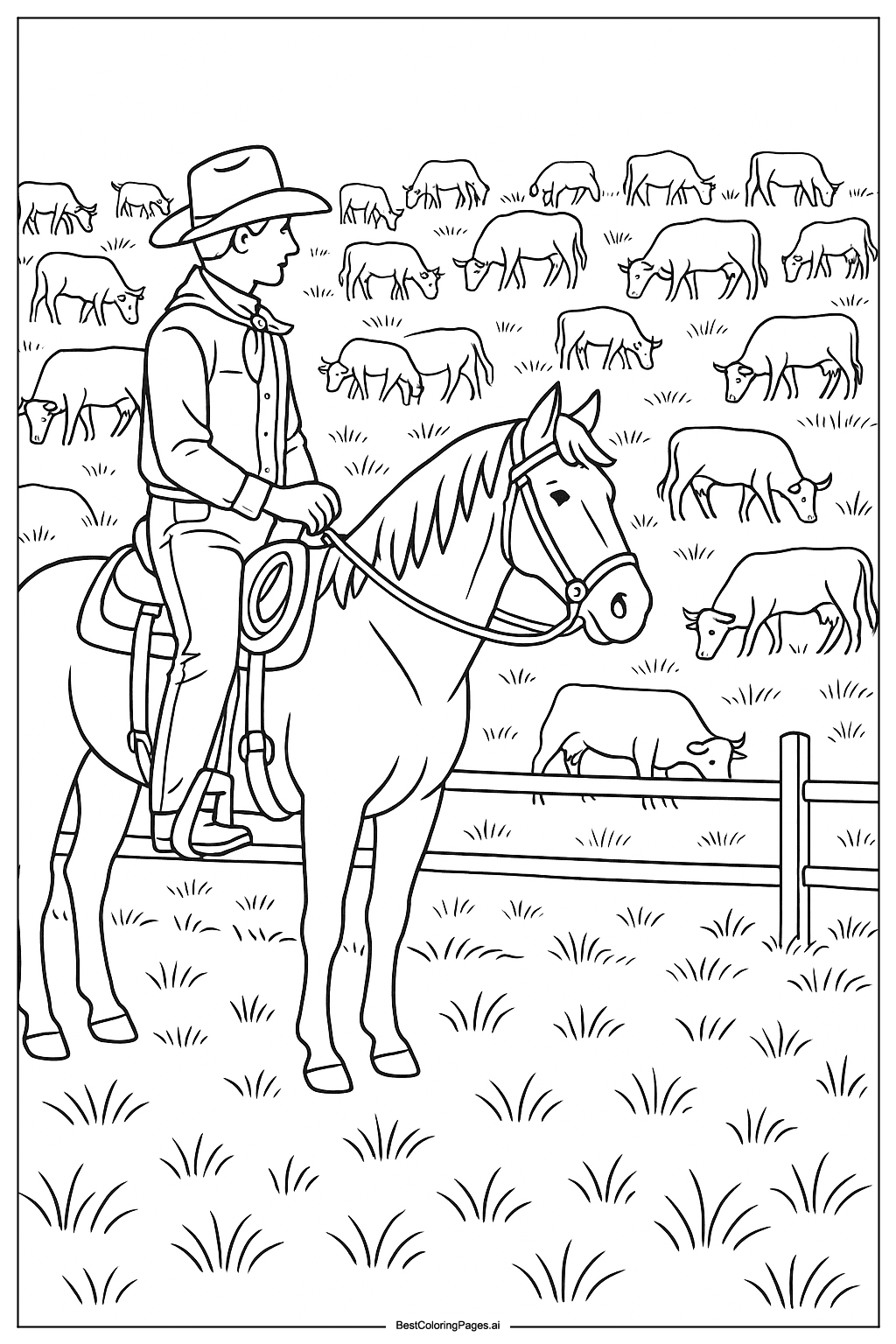 Cowboy guarding a herd