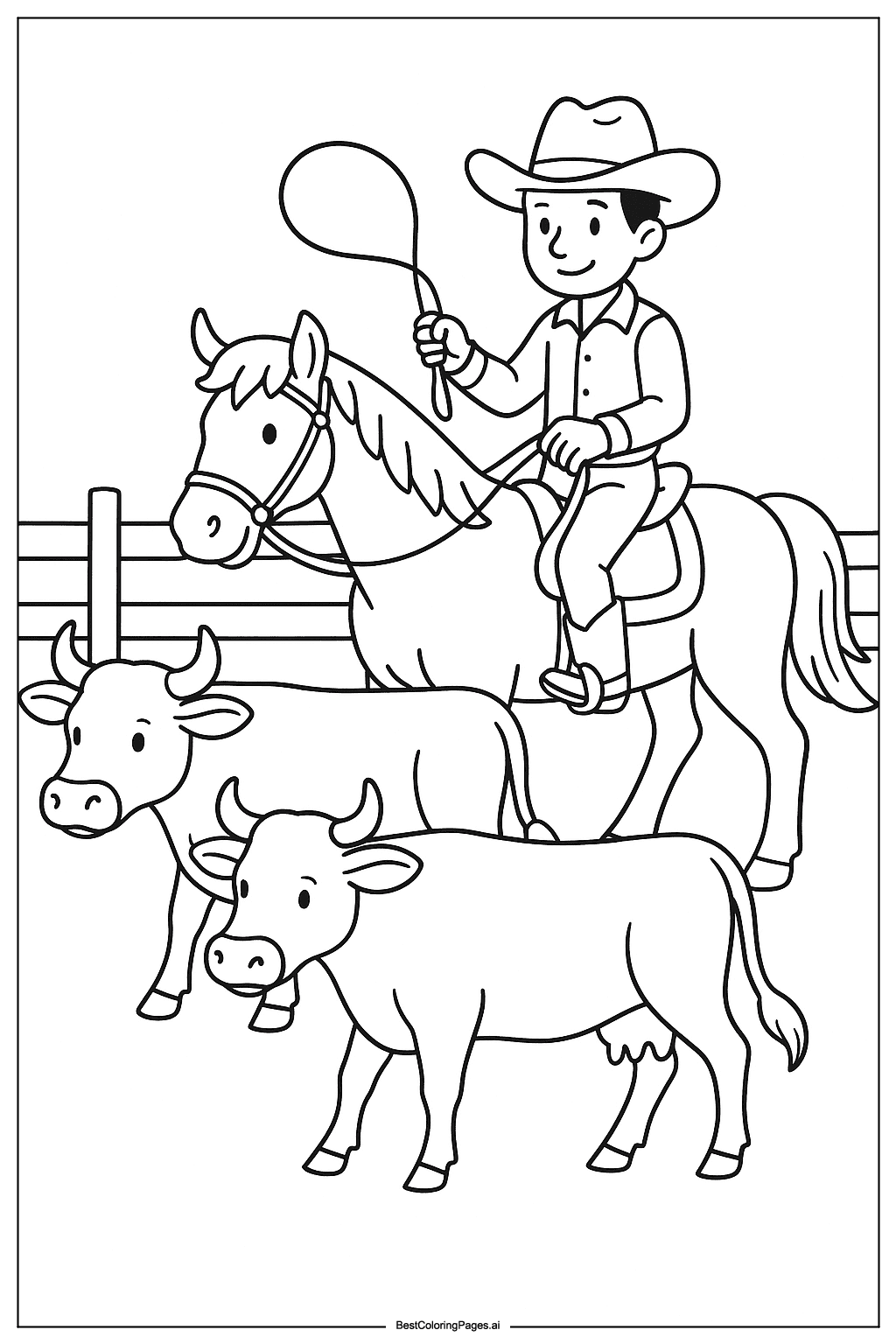 Cowboy herding cattle