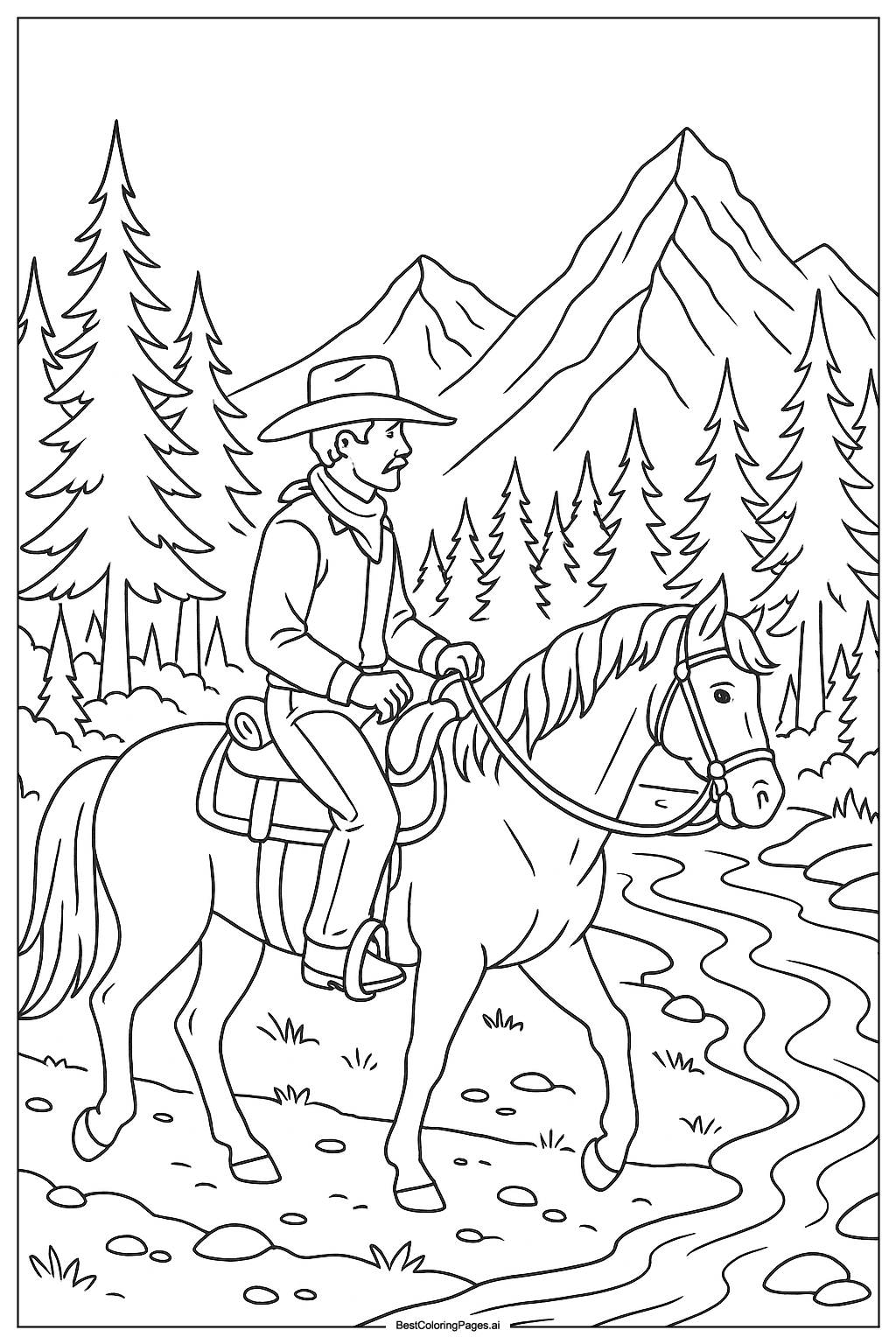 Cowboy in a mountain valley