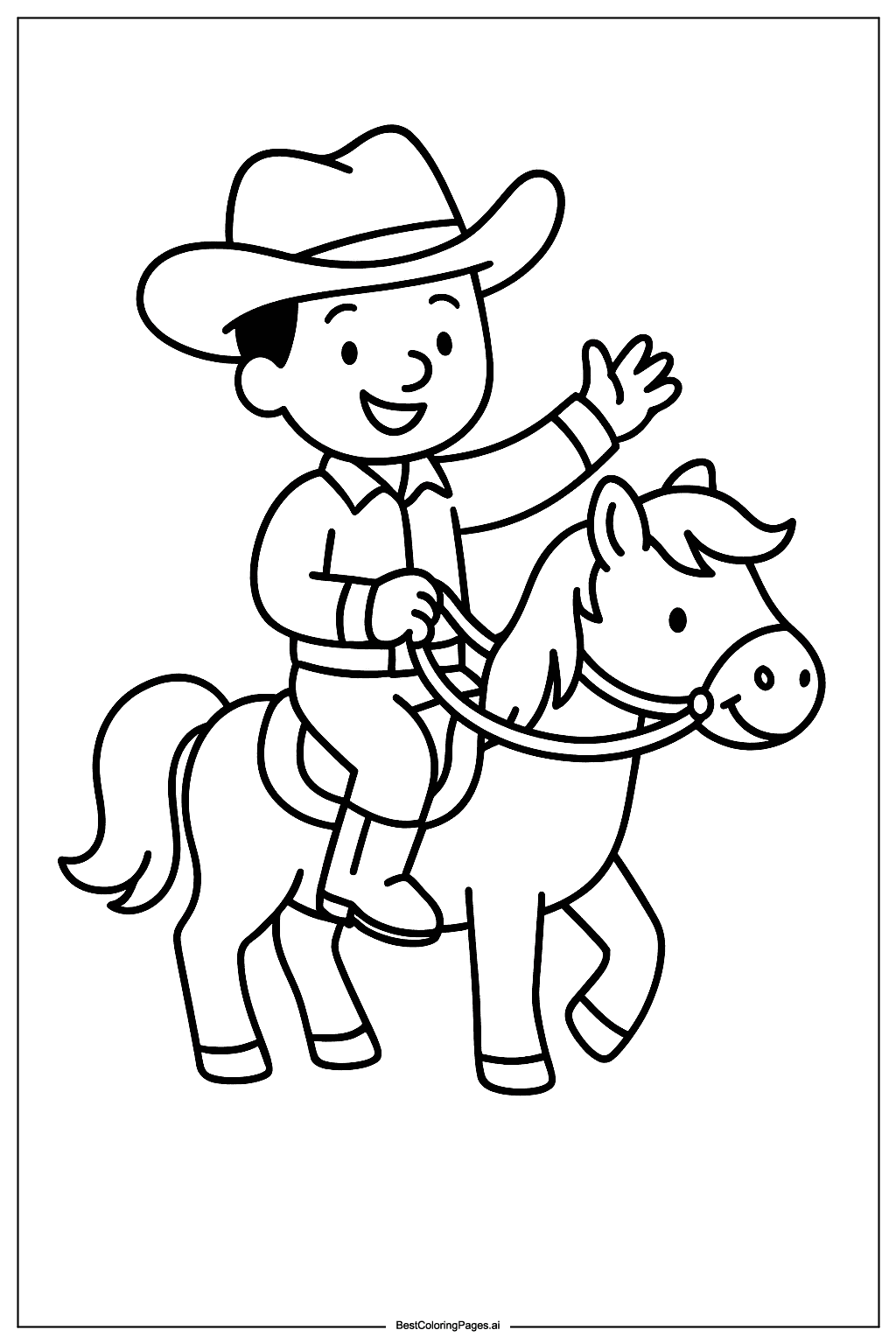 Cowboy riding pony