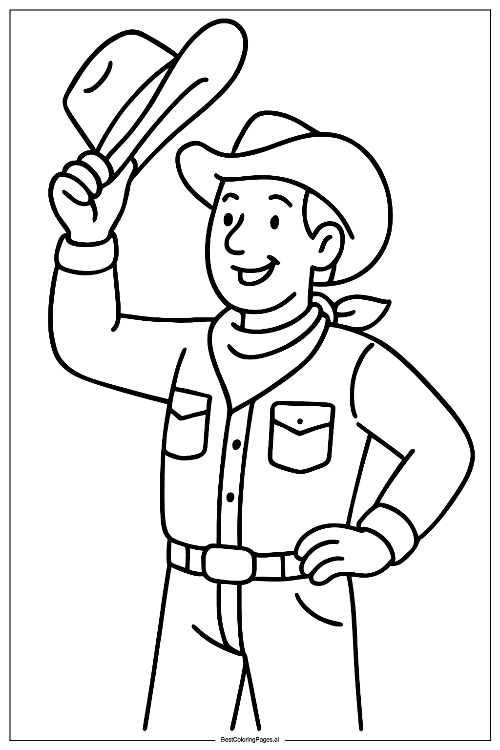 Cowboy waving his hat