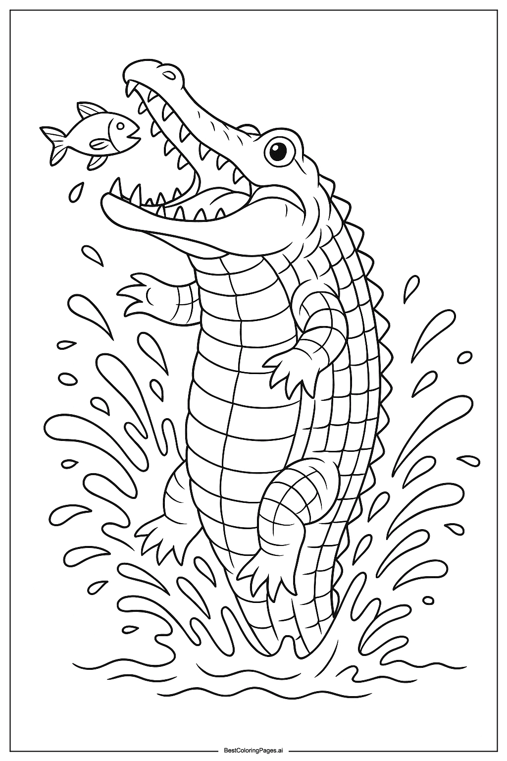 crocodile leaping out of water