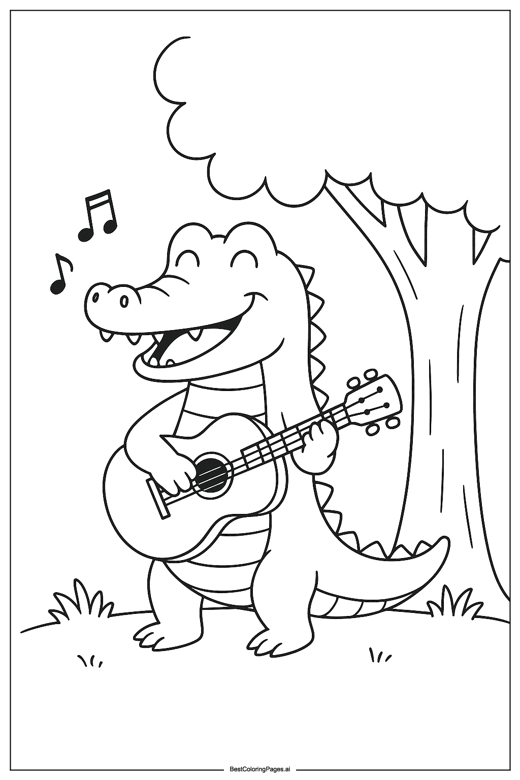 Crocodile playing guitar