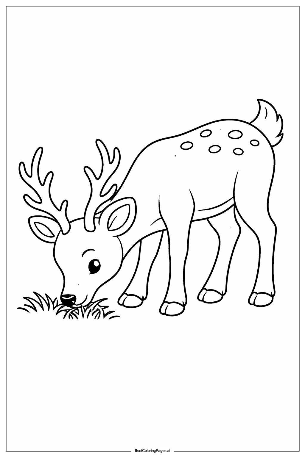 草を食べるシカ のぬりえ