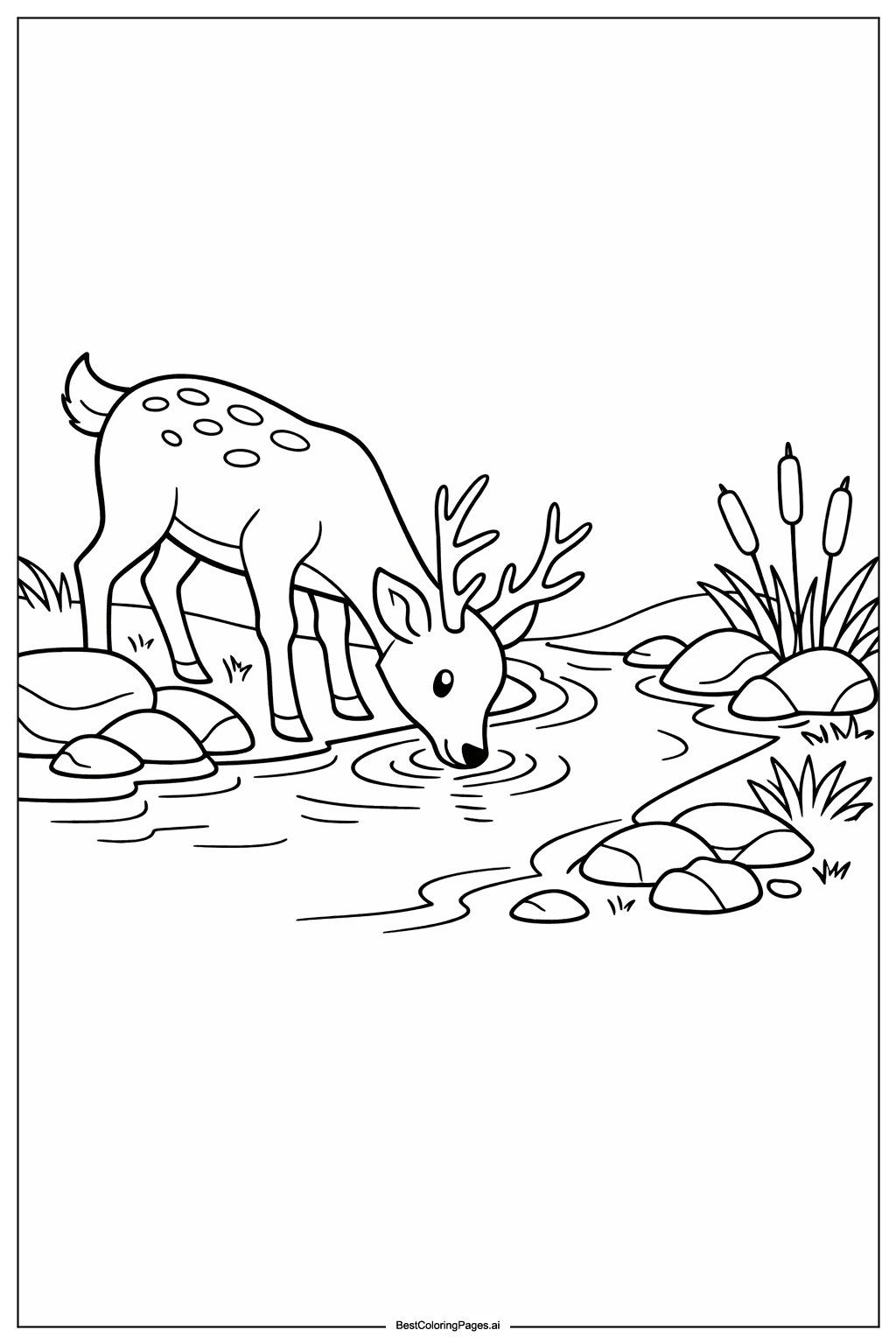 Desenhos de Cervo à beira do rio para Colorir