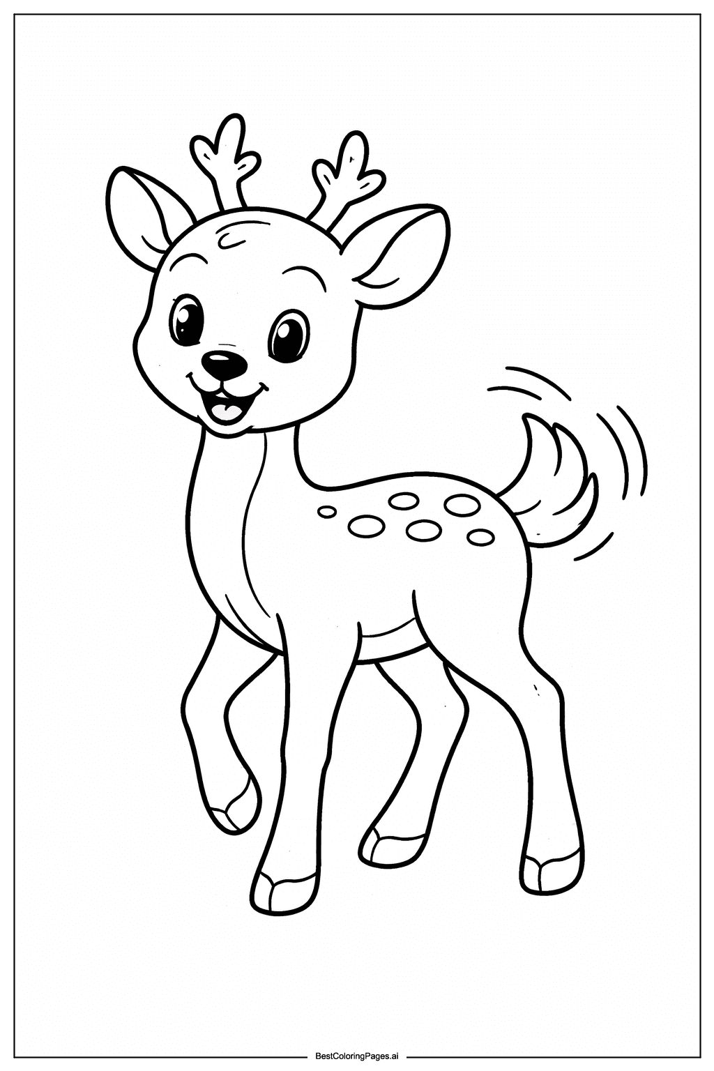 Desenhos de Cervo Feliz a Abanar a Cauda para Colorir