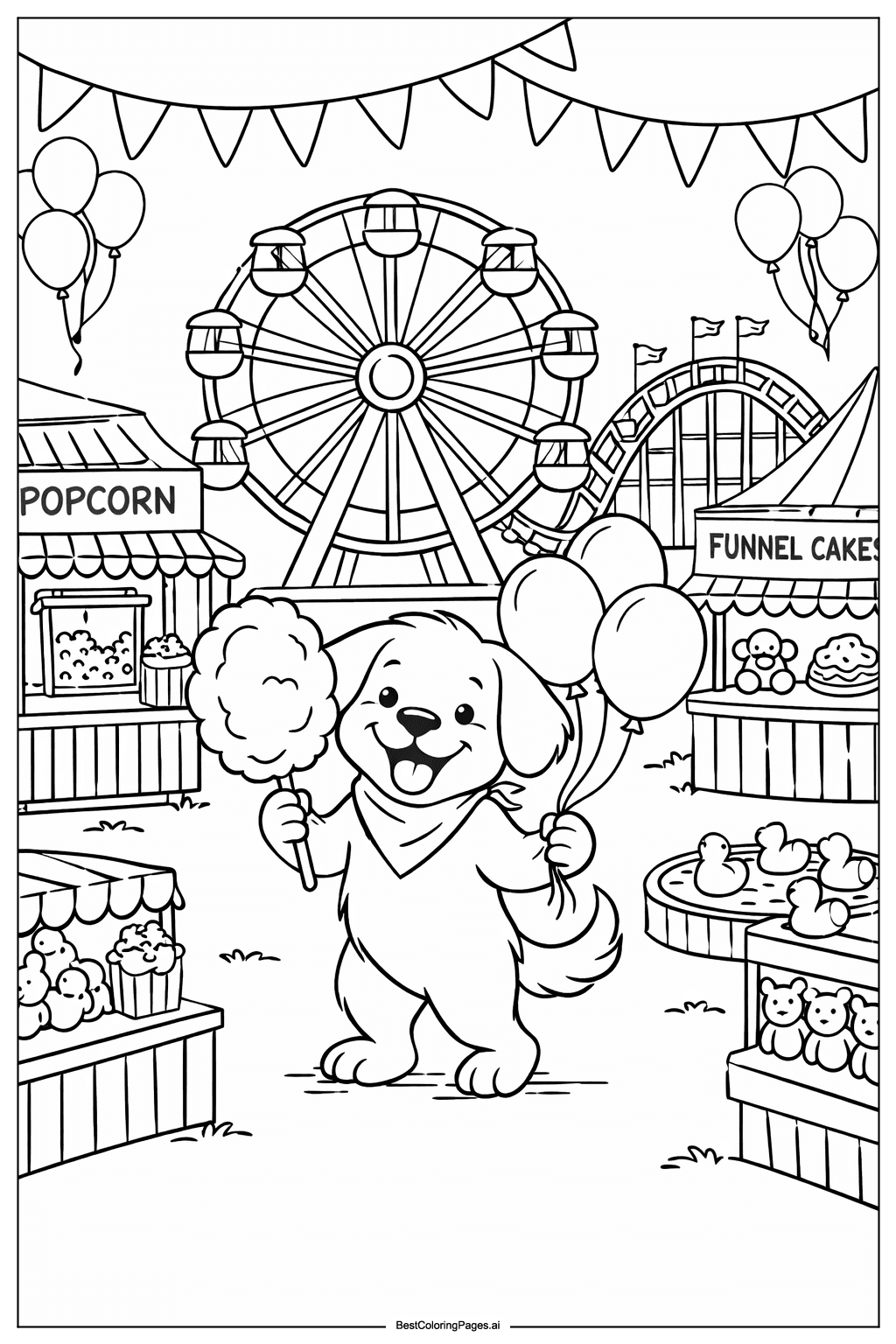 Dog at carnival Coloring Page