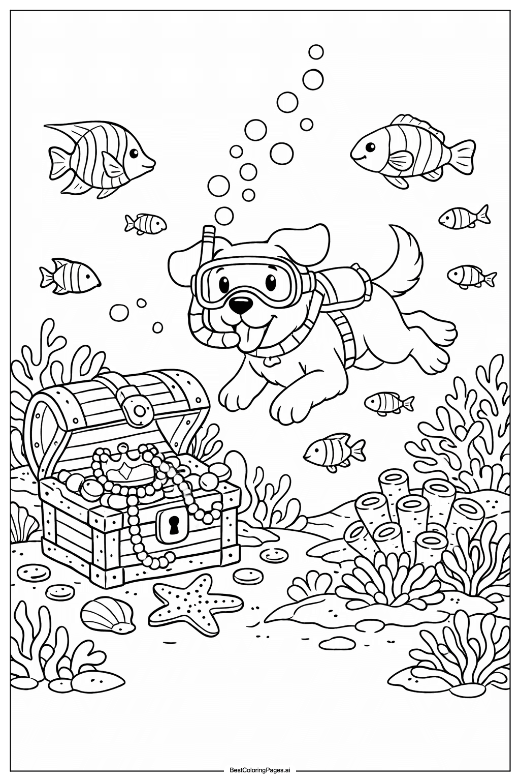 Dog in underwater adventure