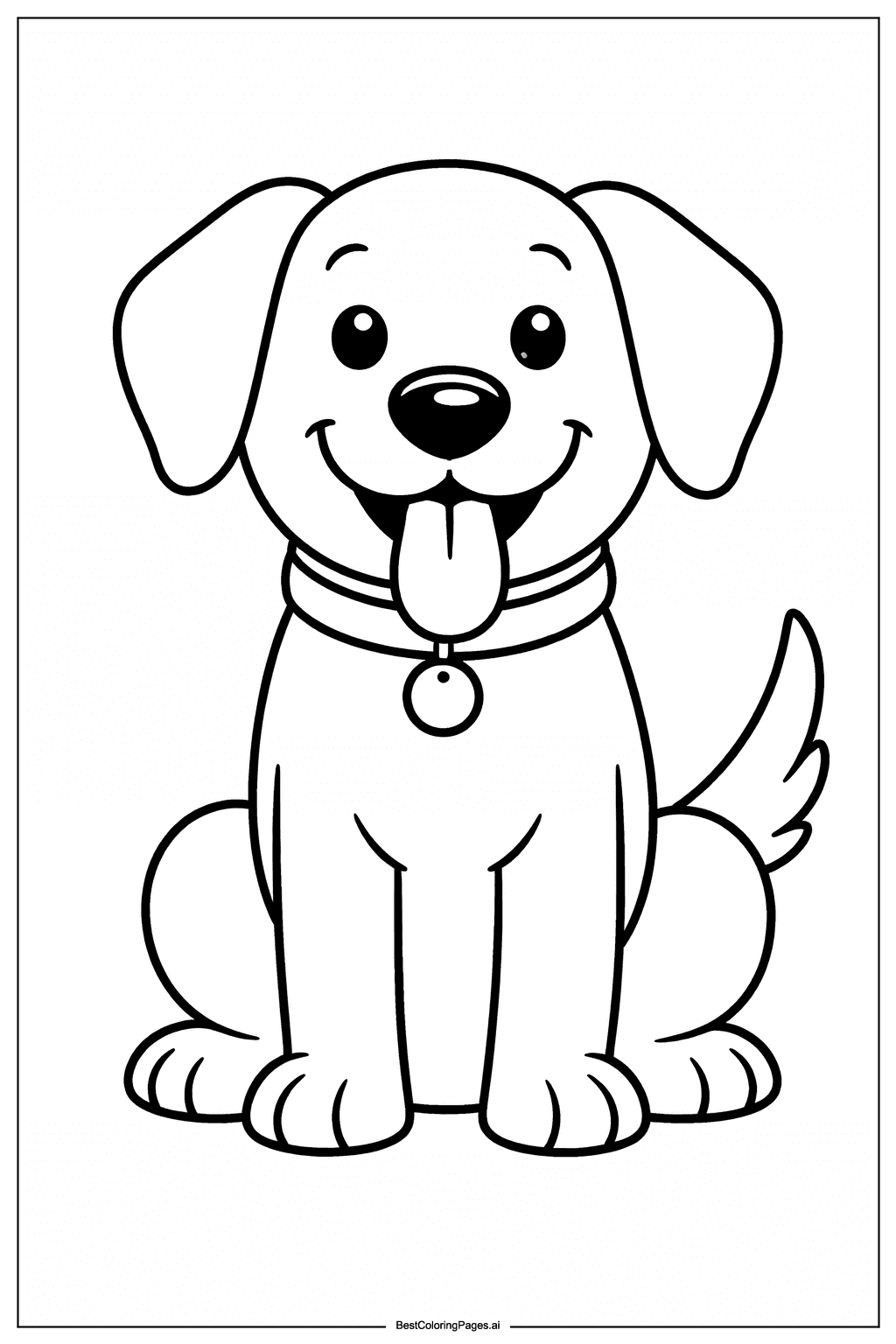 Dog with tongue out Coloring Page