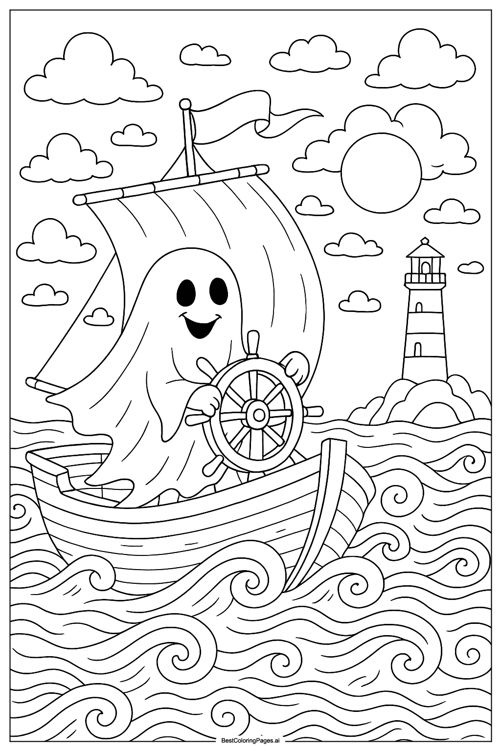 Ghost sailing on spooky sea