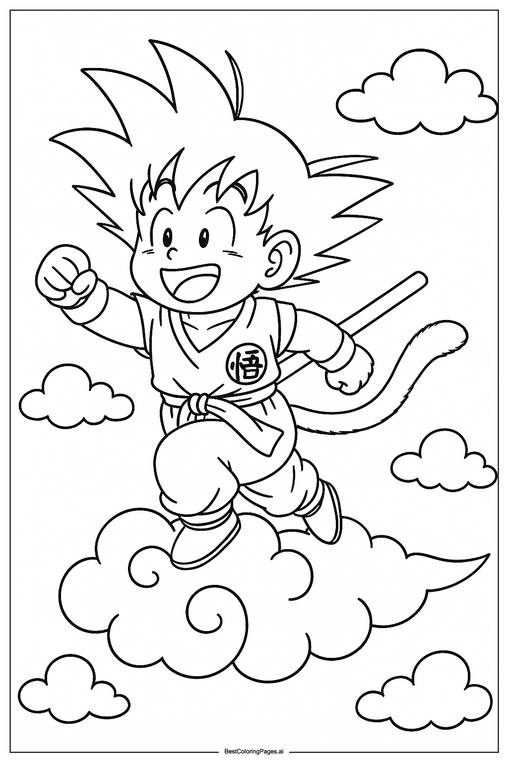 Goku flying above clouds