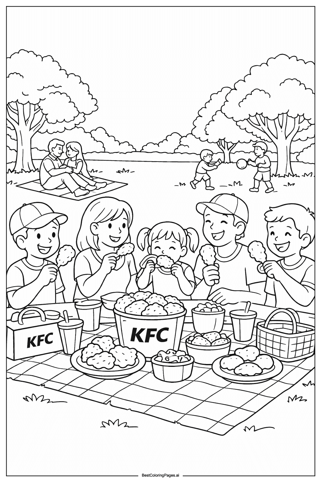 KFC picnic in the park Coloring Page