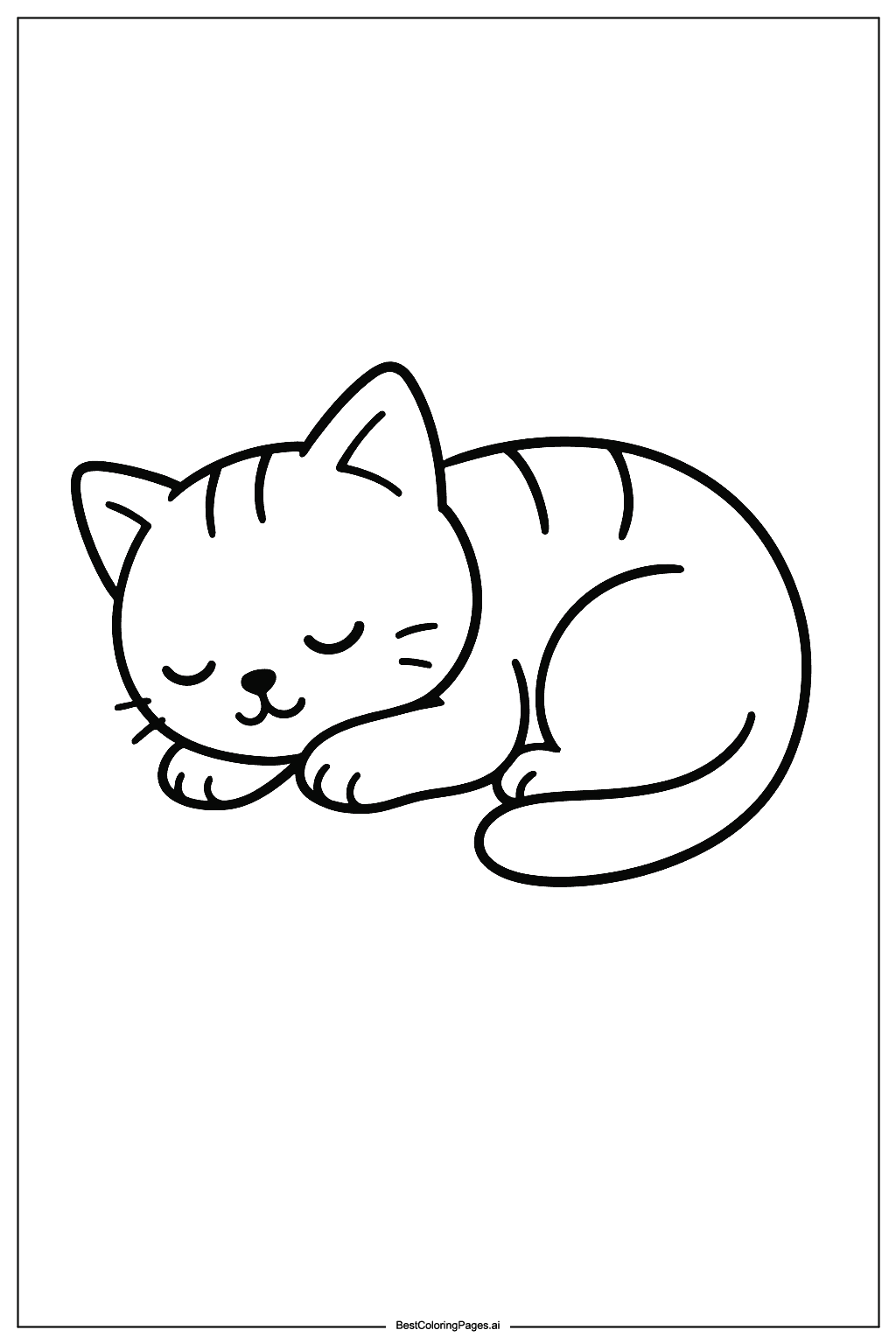 Kitten sleeping curled up