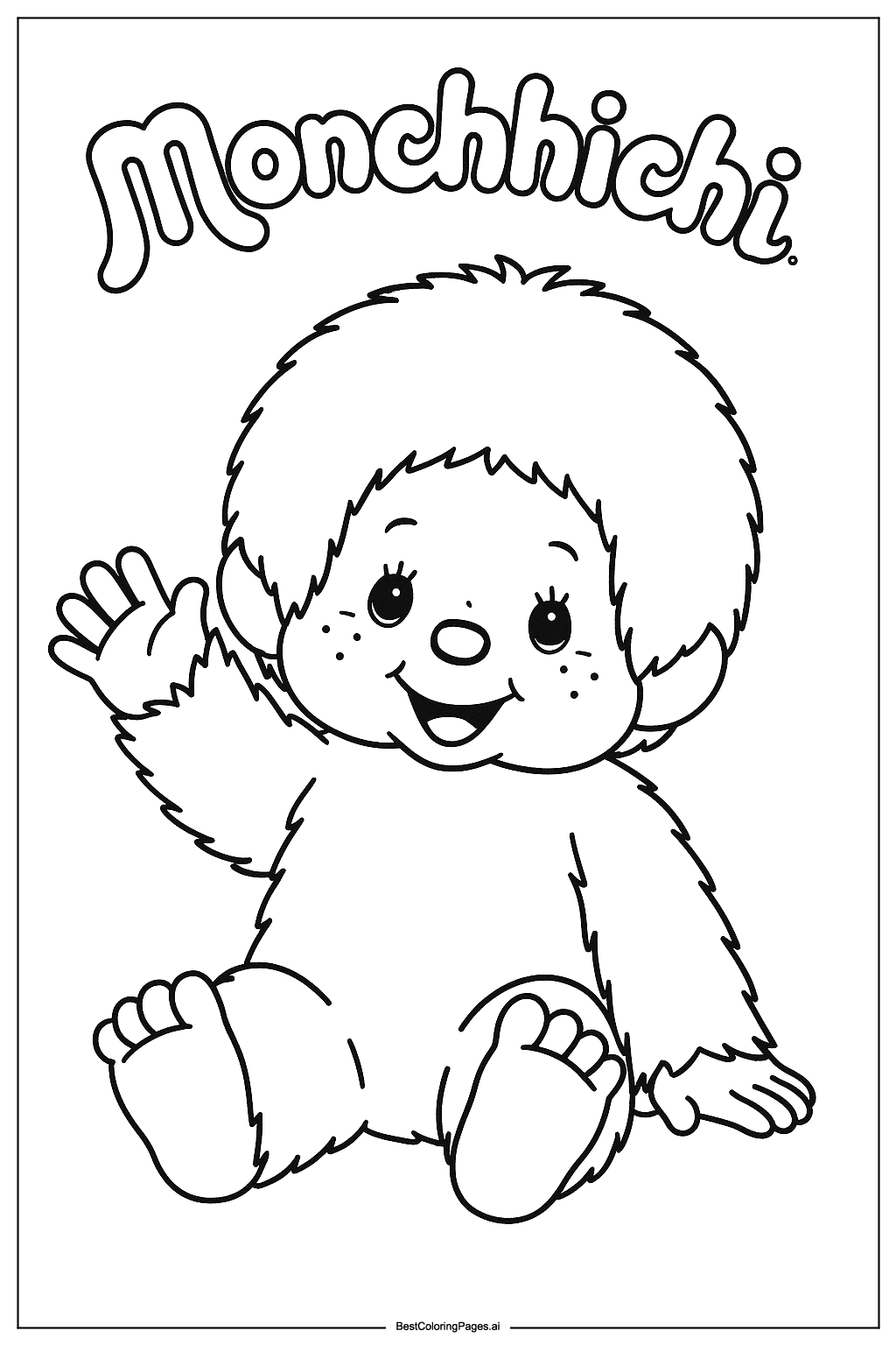 Monchhichi waving happily