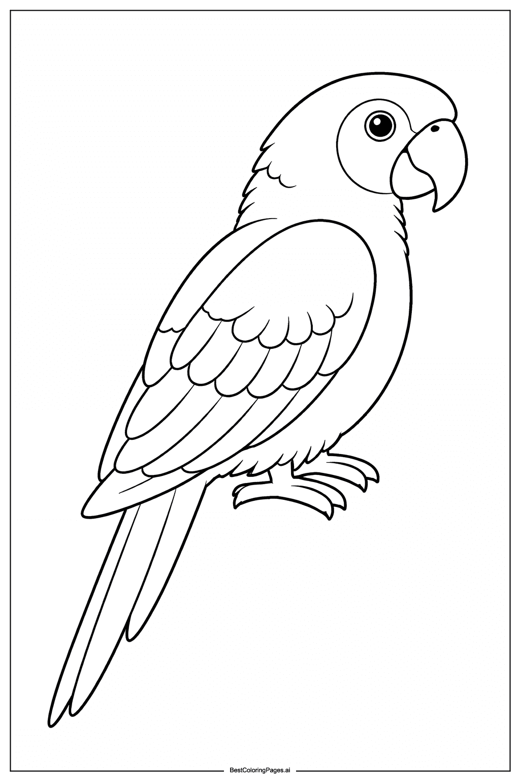 横を向いたオウム のぬりえ